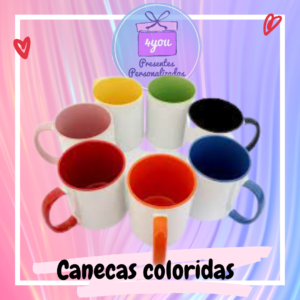 caneca com alça e fundo colorido