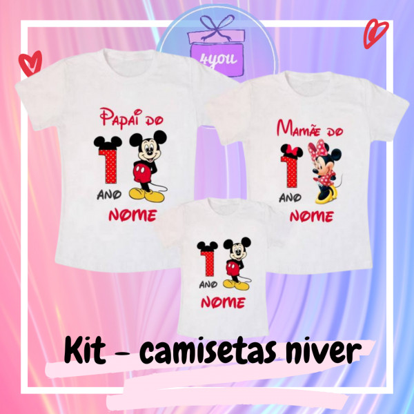 kit camisetas família Mickey